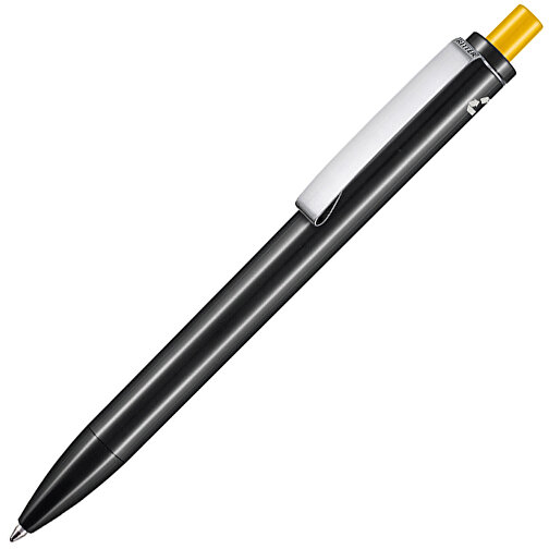 Kugelschreiber EXOS RECYCLED , Ritter-Pen, schwarz/aprikosengelb, ABS u. Metall, 14,10cm (Länge), Bild 2