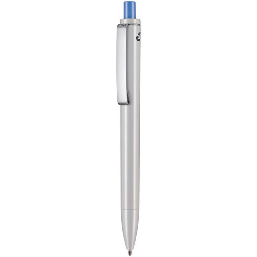 Kugelschreiber EXOS RECYCLED , Ritter-Pen, grau/taubenblau, ABS u. Metall, 14,10cm (Länge), Bild 1