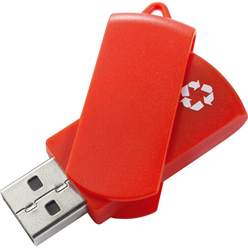 USB Stick Zum Heraus Drehen Aus 100% Recycling-Material , rot MB , 32 GB , ABS MB , 2.5 - 6 MB/s MB , 6,00cm x 1,05cm x 1,80cm (Länge x Höhe x Breite), Bild 1