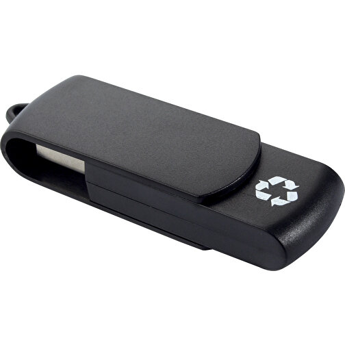 USB Stick Zum Heraus Drehen Aus 100% Recycling-Material , schwarz MB , 2 GB , ABS MB , 2.5 - 6 MB/s MB , 6,00cm x 1,05cm x 1,80cm (Länge x Höhe x Breite), Bild 1