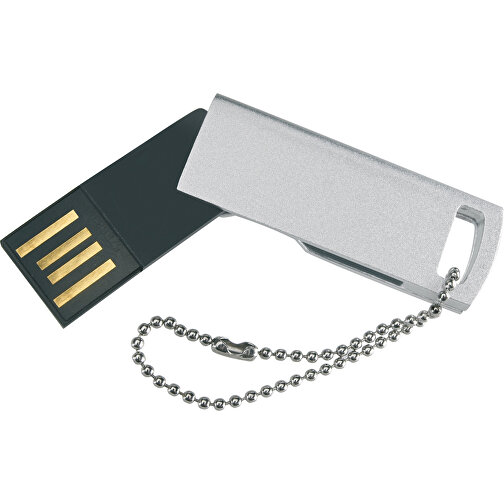 Superflacher USB Stick Mit Metallkette , mattsilber MB , 8 GB , Aluminium MB , 2.5 - 6 MB/s MB , 4,00cm x 0,30cm x 1,40cm (Länge x Höhe x Breite), Bild 2