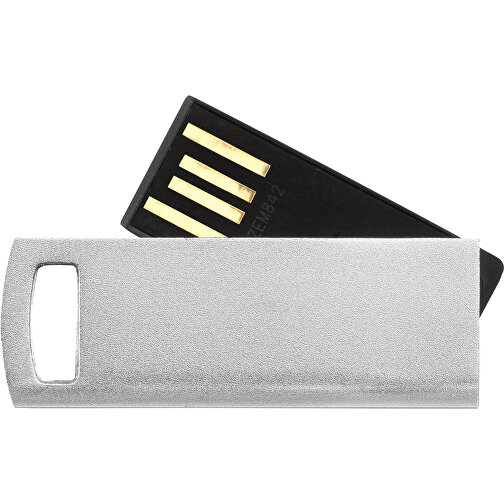 Superflacher USB Stick Mit Metallkette , mattsilber MB , 32 GB , Aluminium MB , 2.5 - 6 MB/s MB , 4,00cm x 0,30cm x 1,40cm (Länge x Höhe x Breite), Bild 3