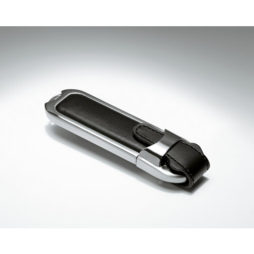 USB Stick Mit Lederapplikationen , schwarz MB , 8 GB , Metall, Leder MB , 2.5 - 6 MB/s MB , 8,60cm x 1,70cm x 2,40cm (Länge x Höhe x Breite), Bild 3