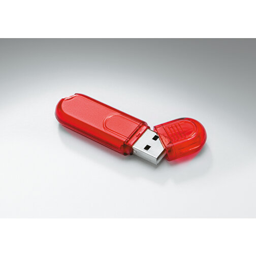 Mini USB Stick , transparent rot MB , 1 GB , ABS MB , 2.5 - 6 MB/s MB , 5,90cm x 0,90cm x 1,80cm (Länge x Höhe x Breite), Bild 3