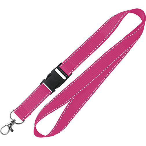 15 Mm Lanyard Mit Reflektierenden Fäden , rosa, Polyester, 92,00cm x 1,50cm (Länge x Breite), Bild 1