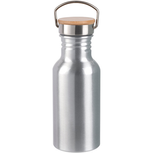 Aluminium Trinkflasche ECO TRANSIT , silber, Aluminium / Edelstahl / Bambus, 19,00cm (Höhe), Bild 1