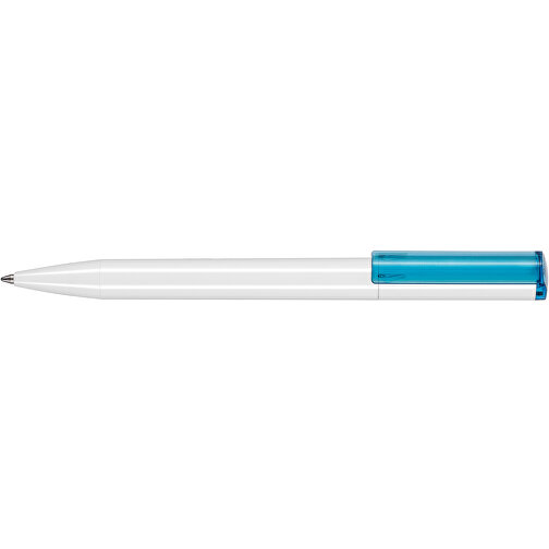 Kugelschreiber LIFT RECYCLED , Ritter-Pen, weiß / hellblau transparent, ABS-Kunststoff, 14,00cm (Länge), Bild 3