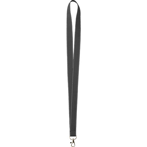 15 Mm Lanyard Mit Reflektierenden Fäden , schwarz, Polyester, 90,00cm x 1,50cm (Länge x Breite), Bild 1