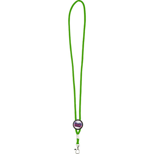 Rundes Lanyard Mit Schieber + Doming , apfelgrün, Polyester, 90,00cm x 0,50cm (Länge x Breite), Bild 1