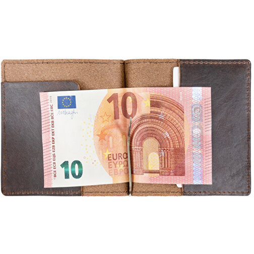 Dollarclipbörse , dunkelbraun, Allgäu Rindleder, 11,50cm x 9,50cm (Länge x Breite), Bild 2