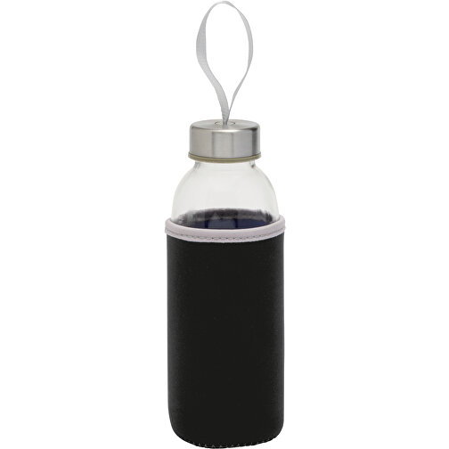 Glas-Flasche TAKE WELL , schwarz, transparent, Glas / SBR / Edelstahl, 18,50cm (Höhe), Bild 1