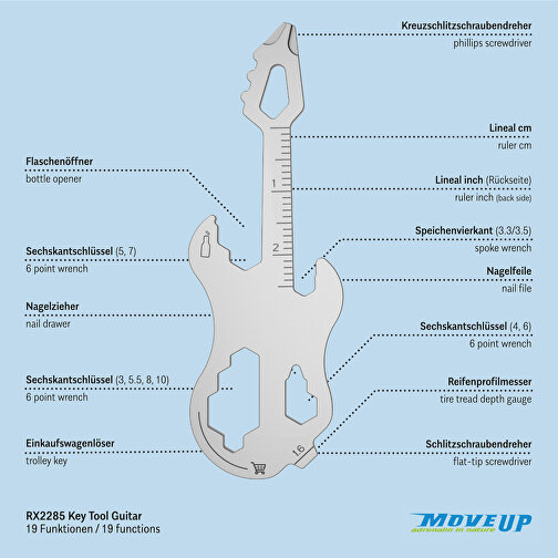 Set de cadeaux / articles cadeaux : ROMINOX® Key Tool Guitar (19 functions) emballage à motif Fan , Image 10