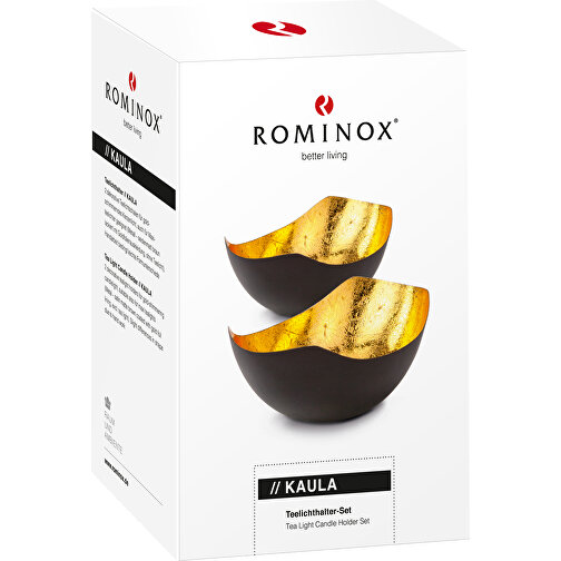 ROMINOX® Teelichthalter Set // Kaula (2 Stück) , Metall - seidenmatt lackiert, Goldfolienauskleidung, 16,30cm x 6,00cm x 11,10cm (Länge x Höhe x Breite), Bild 2