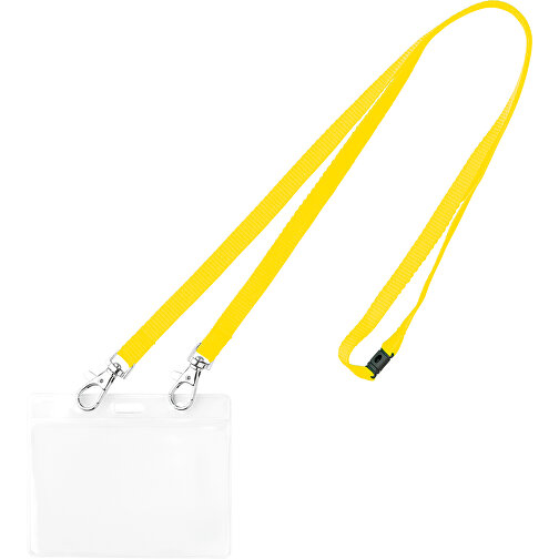 10 Mm Sicherheits Lanyard Mit 2 Metallkarabinern , gelb, Polyester, 90,00cm x 1,00cm (Länge x Breite), Bild 1