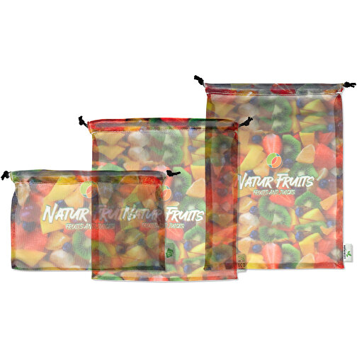 Full Color RPET Einkaufsnetze-Set , schwarz, RPET, 20,00cm x 30,00cm (Höhe x Breite), Bild 2