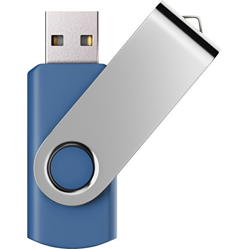 USB-Stick SWING Color 2.0 32 GB , Promo Effects MB , dunkelblau / silber MB , 32 GB , Kunststoff/ Aluminium MB , 5,70cm x 1,00cm x 1,90cm (Länge x Höhe x Breite), Bild 1