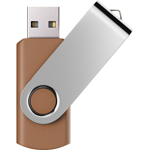 USB-Stick SWING Color 2.0 8 GB , Promo Effects MB , braun / silber MB , 8 GB , Kunststoff/ Aluminium MB , 5,70cm x 1,00cm x 1,90cm (Länge x Höhe x Breite), Bild 1