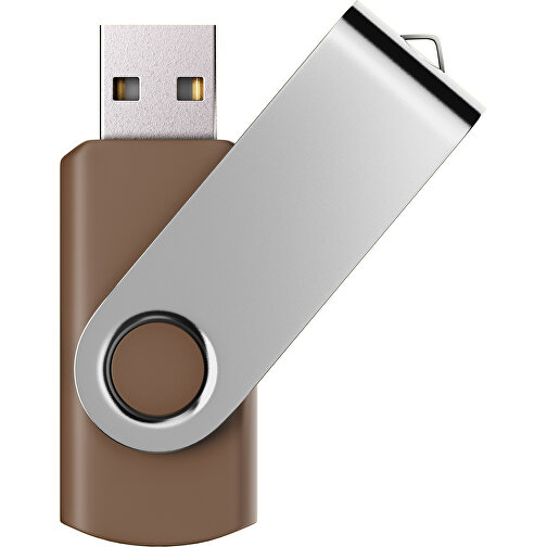 USB-Stick SWING Color 2.0 32 GB , Promo Effects MB , dunkelbraun / silber MB , 32 GB , Kunststoff/ Aluminium MB , 5,70cm x 1,00cm x 1,90cm (Länge x Höhe x Breite), Bild 1
