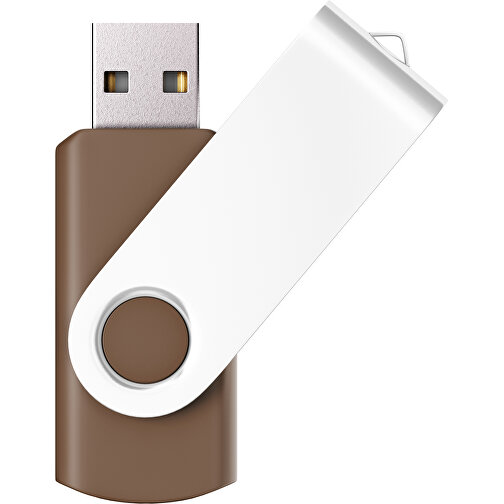 USB-Stick SWING Color 2.0 2 GB , Promo Effects MB , dunkelbraun / weiß MB , 2 GB , Kunststoff/ Aluminium MB , 5,70cm x 1,00cm x 1,90cm (Länge x Höhe x Breite), Bild 1