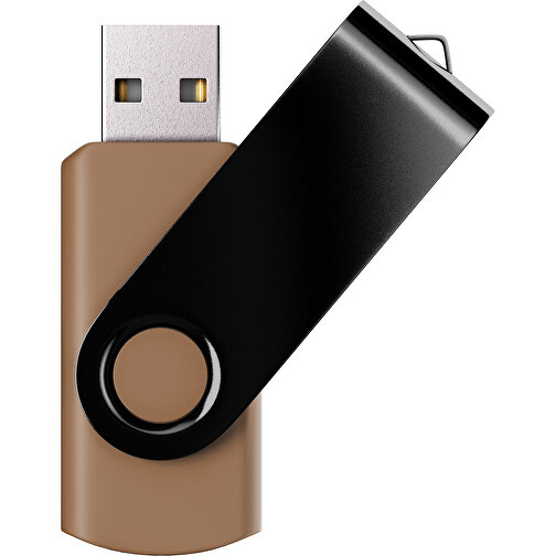 USB-Stick SWING Color 2.0 2 GB , Promo Effects MB , erdbraun / schwarz MB , 2 GB , Kunststoff/ Aluminium MB , 5,70cm x 1,00cm x 1,90cm (Länge x Höhe x Breite), Bild 1