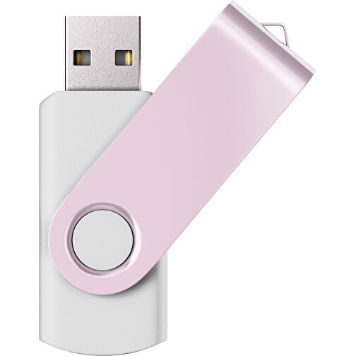 USB-Stick SWING Color 2.0 2 GB , Promo Effects MB , weiss / zartrosa MB , 2 GB , Kunststoff/ Aluminium MB , 5,70cm x 1,00cm x 1,90cm (Länge x Höhe x Breite), Bild 1