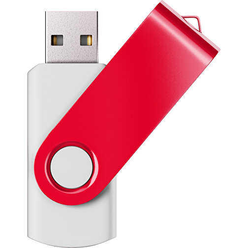 USB-Stick SWING Color 2.0 2 GB , Promo Effects MB , weiß / ampelrot MB , 2 GB , Kunststoff/ Aluminium MB , 5,70cm x 1,00cm x 1,90cm (Länge x Höhe x Breite), Bild 1