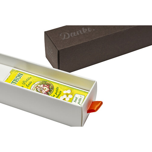 Dankebox Mini 'Les Petits Anis' , braun, Papier, Pappe, Satin, 14,20cm x 3,40cm x 3,40cm (Länge x Höhe x Breite), Bild 2