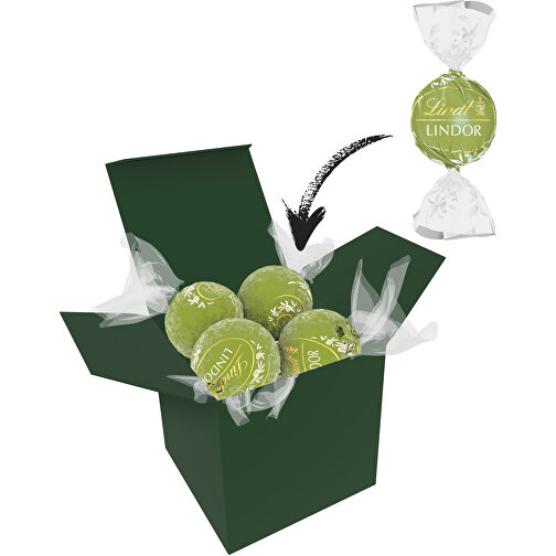 Color Lindor Box - Dunkelgrün - Pistazie , Lindt, grün, Pappe, 5,50cm x 5,50cm x 5,50cm (Länge x Höhe x Breite), Bild 1