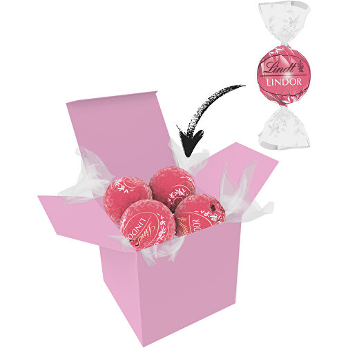 Color Lindor Box - Rosa - Erdbeer-Sahne , Lindt, rosa, Pappe, 5,50cm x 5,50cm x 5,50cm (Länge x Höhe x Breite), Bild 1