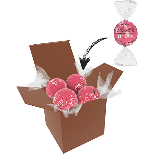 Color Lindor Box - Braun - Erdbeer-Sahne , Lindt, rosa, Pappe, 5,50cm x 5,50cm x 5,50cm (Länge x Höhe x Breite), Bild 1
