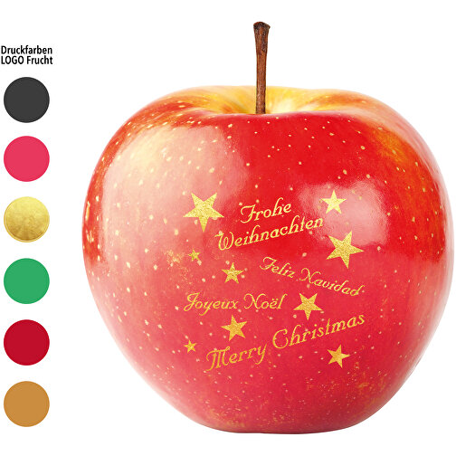 LogoFrucht Apfel Happy Christmas , rot, 7,50cm (Höhe), Bild 1
