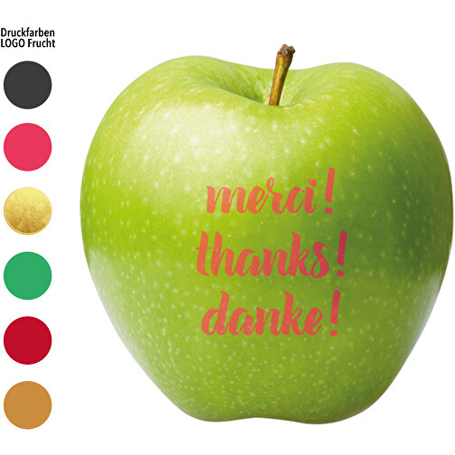 LogoFrucht Apfel 'Danke' Grün , mehrfarbig, 7,50cm (Höhe), Bild 1