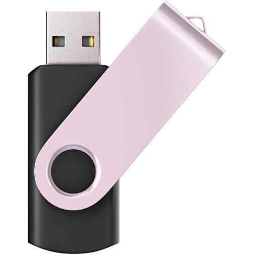 USB-Stick SWING Color 2.0 2 GB , Promo Effects MB , schwarz / zartrosa MB , 2 GB , Kunststoff/ Aluminium MB , 5,70cm x 1,00cm x 1,90cm (Länge x Höhe x Breite), Bild 1