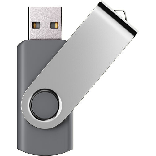 USB-Stick SWING Color 2.0 4 GB , Promo Effects MB , dunkelgrau / silber MB , 4 GB , Kunststoff/ Aluminium MB , 5,70cm x 1,00cm x 1,90cm (Länge x Höhe x Breite), Bild 1