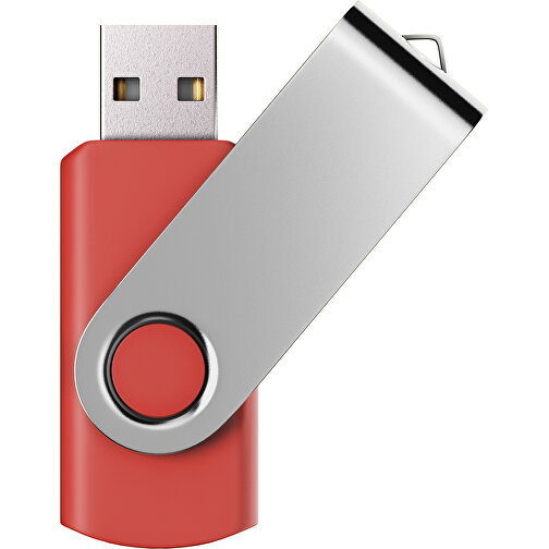 USB-Stick SWING Color 2.0 1 GB , Promo Effects MB , rot / silber MB , 1 GB , Kunststoff/ Aluminium MB , 5,70cm x 1,00cm x 1,90cm (Länge x Höhe x Breite), Bild 1