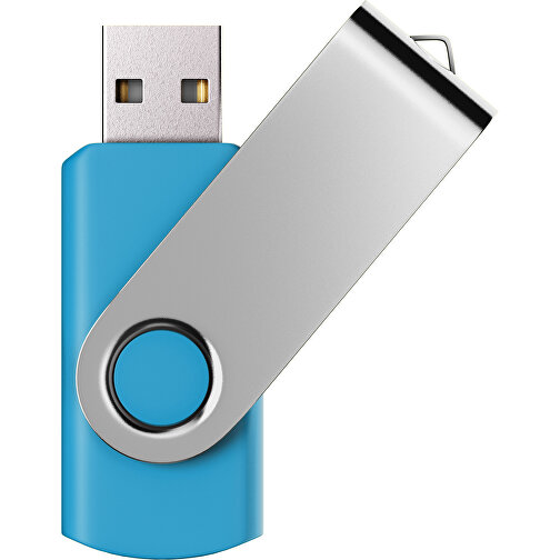 USB-Stick SWING Color 2.0 64 GB , Promo Effects MB , himmelblau / silber MB , 65 GB , Kunststoff/ Aluminium MB , 5,70cm x 1,00cm x 1,90cm (Länge x Höhe x Breite), Bild 1