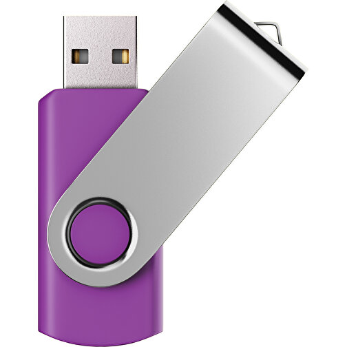 USB-Stick SWING Color 2.0 8 GB , Promo Effects MB , dunkelmagenta / silber MB , 8 GB , Kunststoff/ Aluminium MB , 5,70cm x 1,00cm x 1,90cm (Länge x Höhe x Breite), Bild 1