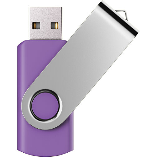 USB-Stick SWING Color 2.0 128 GB , Promo Effects MB , lavendel / silber MB , 131 GB , Kunststoff/ Aluminium MB , 5,70cm x 1,00cm x 1,90cm (Länge x Höhe x Breite), Bild 1