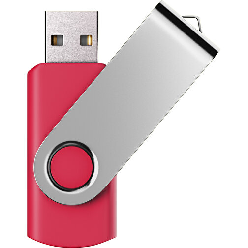 USB-Stick SWING Color 2.0 64 GB , Promo Effects MB , ampelrot / silber MB , 65 GB , Kunststoff/ Aluminium MB , 5,70cm x 1,00cm x 1,90cm (Länge x Höhe x Breite), Bild 1
