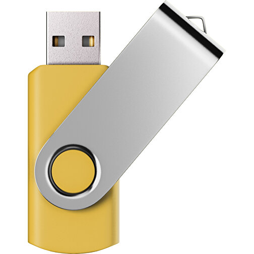 USB-Stick SWING Color 2.0 1 GB , Promo Effects MB , goldgelb / silber MB , 1 GB , Kunststoff/ Aluminium MB , 5,70cm x 1,00cm x 1,90cm (Länge x Höhe x Breite), Bild 1