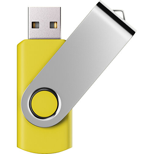 USB-Stick SWING Color 2.0 128 GB , Promo Effects MB , gelb / silber MB , 131 GB , Kunststoff/ Aluminium MB , 5,70cm x 1,00cm x 1,90cm (Länge x Höhe x Breite), Bild 1