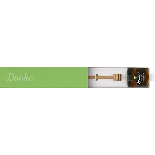 Dankebox 'Deutscher Imkerhonig' - Grün , grün, Papier, Pappe, Satin, 21,50cm x 5,50cm x 5,50cm (Länge x Höhe x Breite), Bild 1