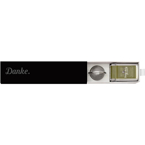 Dankebox 'Premium-Tee Aus Darjeeling' - Schwarz , schwarz, Papier, Pappe, Satin, 21,50cm x 5,50cm x 5,50cm (Länge x Höhe x Breite), Bild 1