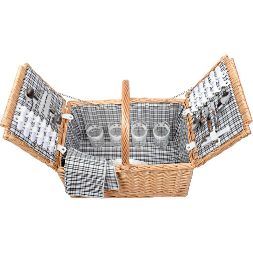 Weiden-Picknickkorb STANLEY PARK , braun, Holz, 46,00cm x 39,00cm x 30,00cm (Länge x Höhe x Breite), Bild 2
