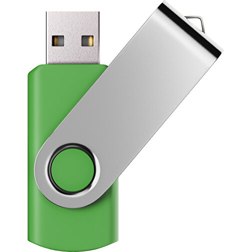 USB-Stick SWING Color 2.0 2 GB , Promo Effects MB , grasgrün / silber MB , 2 GB , Kunststoff/ Aluminium MB , 5,70cm x 1,00cm x 1,90cm (Länge x Höhe x Breite), Bild 1