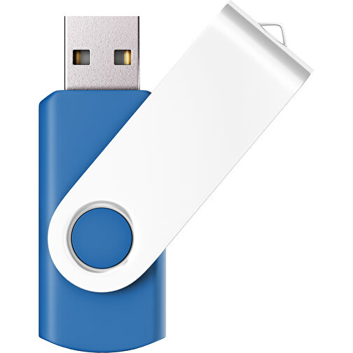 USB-Stick SWING Color 2.0 16 GB , Promo Effects MB , kobaltblau / weiß MB , 16 GB , Kunststoff/ Aluminium MB , 5,70cm x 1,00cm x 1,90cm (Länge x Höhe x Breite), Bild 1