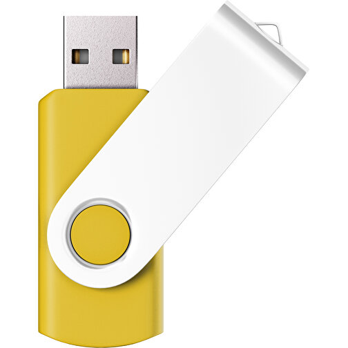 USB-Stick SWING Color 2.0 64 GB , Promo Effects MB , sonnengelb / weiß MB , 65 GB , Kunststoff/ Aluminium MB , 5,70cm x 1,00cm x 1,90cm (Länge x Höhe x Breite), Bild 1
