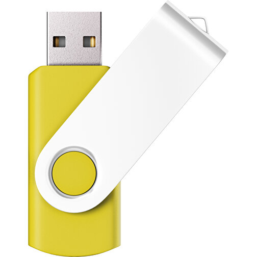 USB-Stick SWING Color 2.0 128 GB , Promo Effects MB , gelb / weiß MB , 131 GB , Kunststoff/ Aluminium MB , 5,70cm x 1,00cm x 1,90cm (Länge x Höhe x Breite), Bild 1