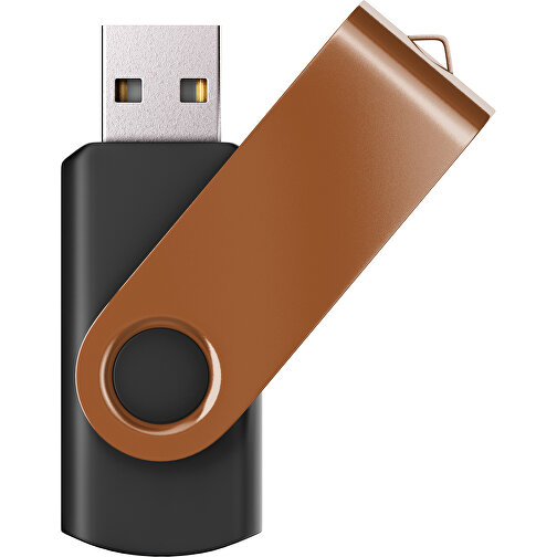 USB-Stick SWING Color 2.0 8 GB , Promo Effects MB , schwarz / braun MB , 8 GB , Kunststoff/ Aluminium MB , 5,70cm x 1,00cm x 1,90cm (Länge x Höhe x Breite), Bild 1