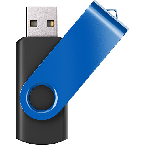 USB-Stick SWING Color 2.0 8 GB , Promo Effects MB , schwarz / kobaltblau MB , 8 GB , Kunststoff/ Aluminium MB , 5,70cm x 1,00cm x 1,90cm (Länge x Höhe x Breite), Bild 1